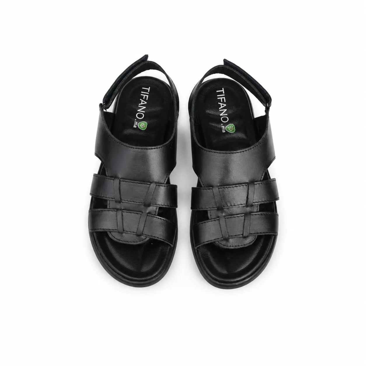 Sandales pour homme 032 Noir Cuir miniature